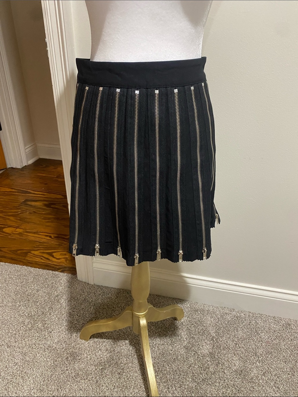 Hot & Delicious Black Mini Skirt with Vertical Silver Zippers